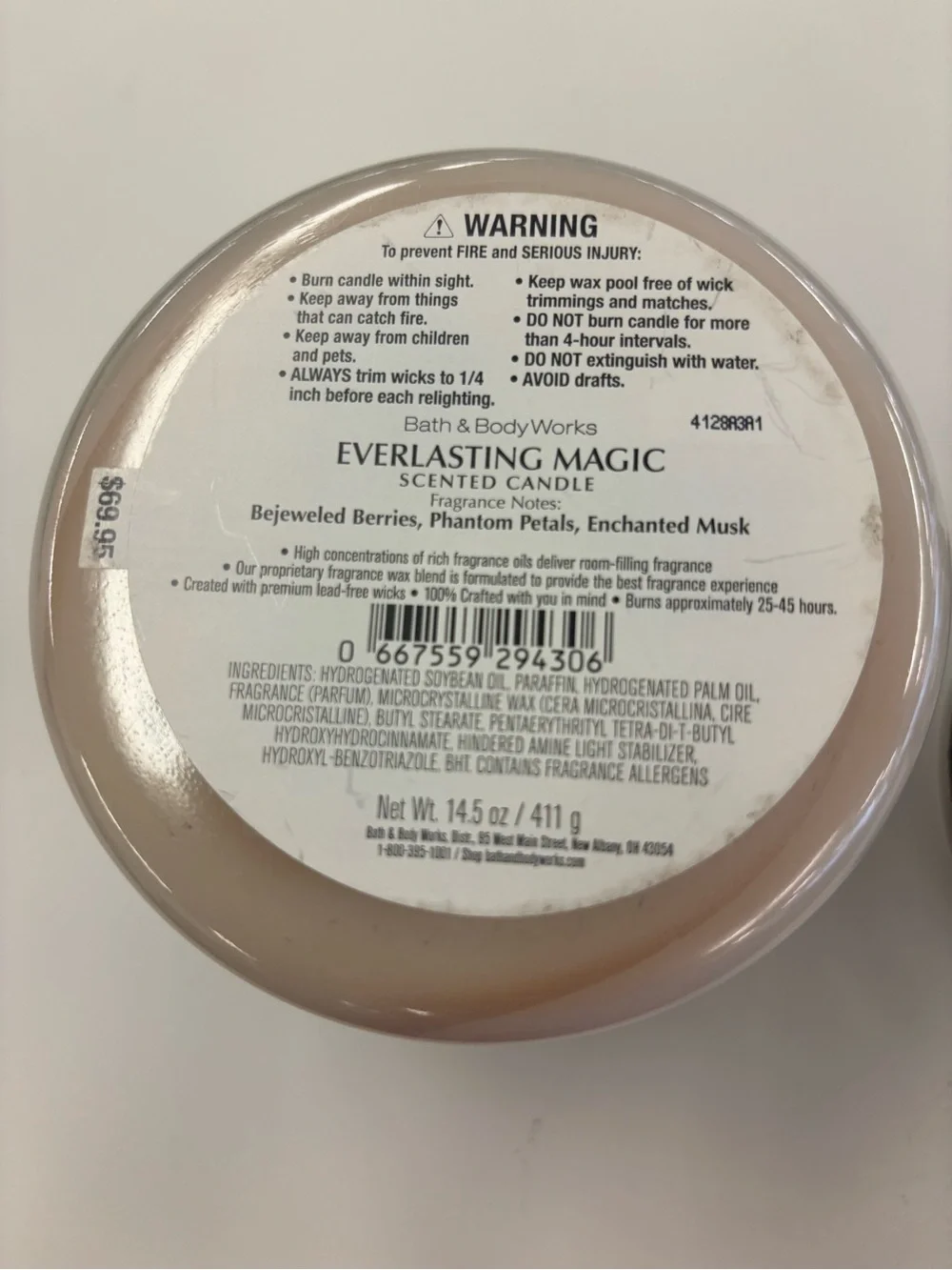 Bath & Body Works Everlasting Magic Halloween Snowglobe Candle